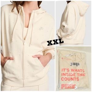 VS PINK NWT Bling Ivy Fleece Campus Full Zip Hoodie